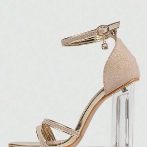 Elegant Beige Ankle Strap Heels